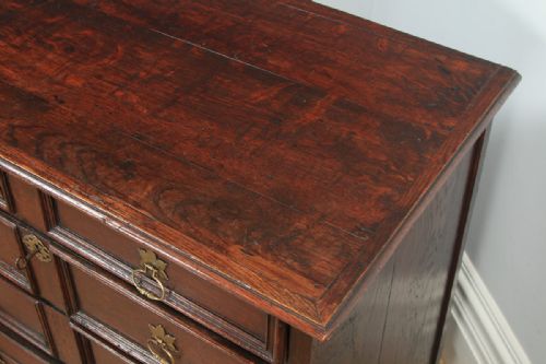 fig 6. Antique English William & Mary Oak Panelled Geometric Chest of Drawers (Circa 1690)