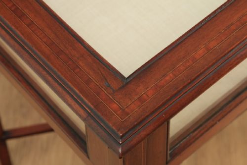 fig 4. Antique Edwardian Mahogany & Satinwood Inlaid Glass Bijouterie Display Cabinet Table (Circa 1910)