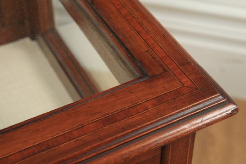 fig 6. Antique Edwardian Mahogany & Satinwood Inlaid Glass Bijouterie Display Cabinet Table (Circa 1910)