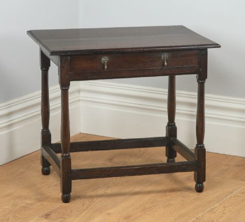 fig 1. Antique English Georgian 18th Century Style Oak Occasional Side Hall Writing Table (Circa 1860)