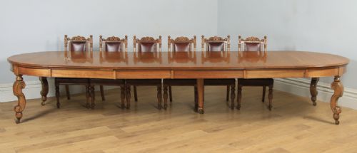 fig 3. Antique English Victorian Extending 15ft Solid Oak Boardroom Dining Table Seats 16-18 People (Circa 1870)