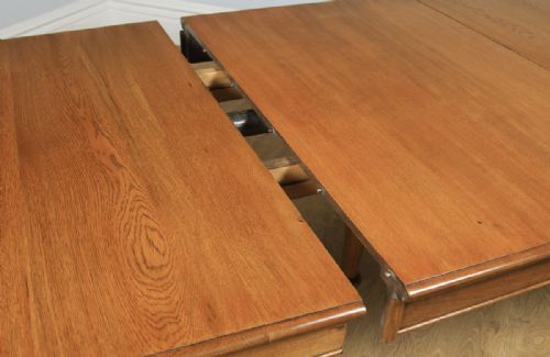 fig 4. Antique English Victorian Extending 15ft Solid Oak Boardroom Dining Table Seats 16-18 People (Circa 1870)