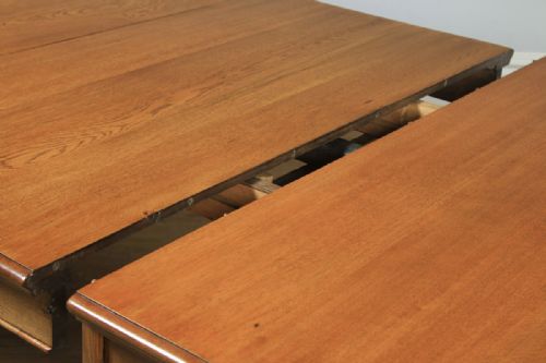 fig 6. Antique English Victorian Extending 15ft Solid Oak Boardroom Dining Table Seats 16-18 People (Circa 1870)