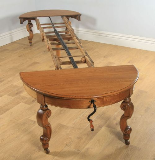 fig 7. Antique English Victorian Extending 15ft Solid Oak Boardroom Dining Table Seats 16-18 People (Circa 1870)