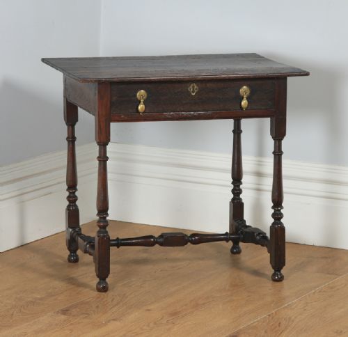 fig 1. Antique English Georgian 18th Century Style Oak Occasional Side Hall Writing Table (Circa 1860)