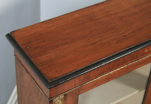 fig 4. Antique English Victorian Figured Walnut Marquetry Inlaid Two Door Pier Glass Display Cabinet (Circa 1870)