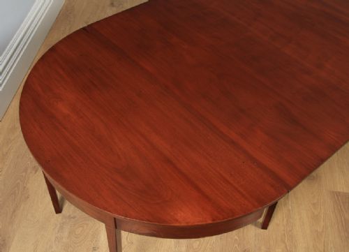 fig 4. Antique English Georgian Mahogany Round Extendable “D” Dining Table Seats 10 Persons (Circa 1800)
