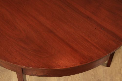 fig 5. Antique English Georgian Mahogany Round Extendable “D” Dining Table Seats 10 Persons (Circa 1800)