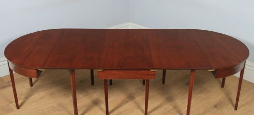 fig 6. Antique English Georgian Mahogany Round Extendable “D” Dining Table Seats 10 Persons (Circa 1800)