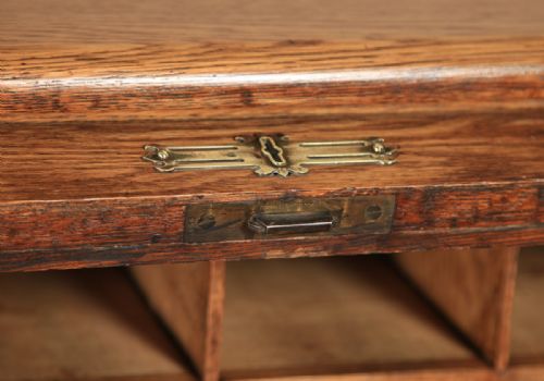 fig 5. Antique English Edwardian 4ft 2” Oak Roll Top Pedestal Office Writing Desk (Circa 1910)