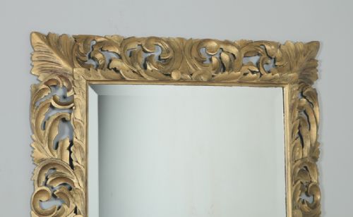 fig 1. Antique English Victorian Oak Carved Overmantle Gilt Gesso Wood Wall Hanging Mirror (Circa 1890)