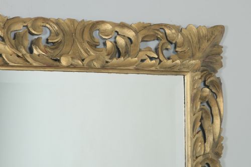 fig 3. Antique English Victorian Oak Carved Overmantle Gilt Gesso Wood Wall Hanging Mirror (Circa 1890)