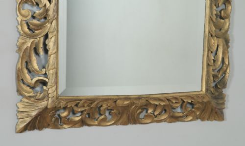 fig 4. Antique English Victorian Oak Carved Overmantle Gilt Gesso Wood Wall Hanging Mirror (Circa 1890)
