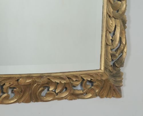 fig 6. Antique English Victorian Oak Carved Overmantle Gilt Gesso Wood Wall Hanging Mirror (Circa 1890)