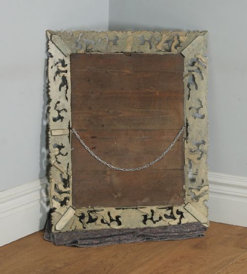 fig 7. Antique English Victorian Oak Carved Overmantle Gilt Gesso Wood Wall Hanging Mirror (Circa 1890)