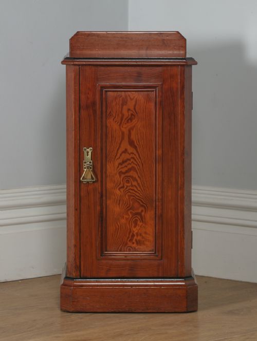fig 2. Antique English Victorian Pitch Pine Bedside Chest Pot Cupboard Night Stand Cabinet (Circa 1890)