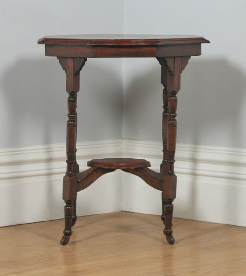 fig 2. Antique English Edwardian Mahogany Octagonal Occasional Side Lamp Hall Table (Circa 1910)