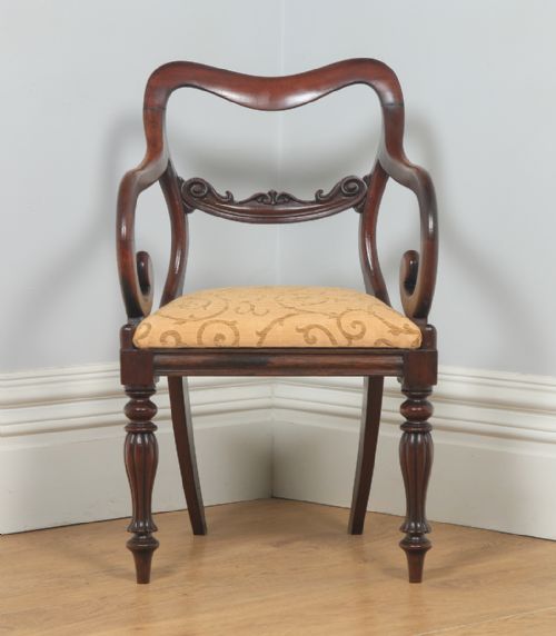 fig 1. Antique English Victorian Mahogany Library Desk Dining Armchair Carver (Circa 1840)