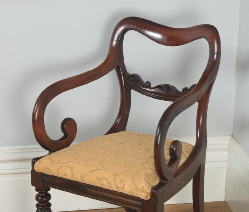 fig 2. Antique English Victorian Mahogany Library Desk Dining Armchair Carver (Circa 1840)