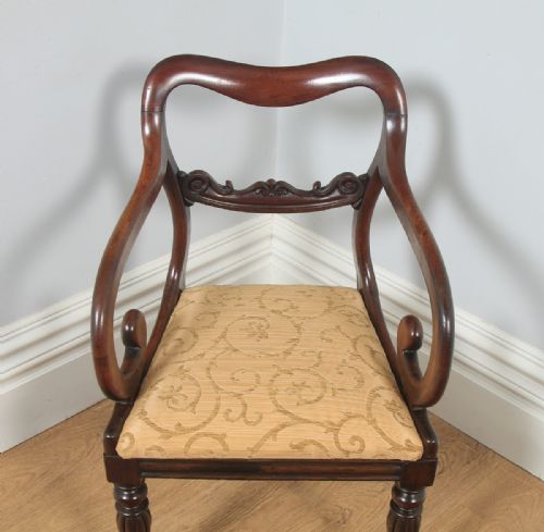 fig 3. Antique English Victorian Mahogany Library Desk Dining Armchair Carver (Circa 1840)