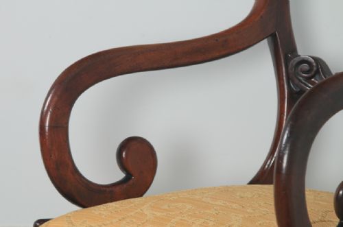 fig 5. Antique English Victorian Mahogany Library Desk Dining Armchair Carver (Circa 1840)