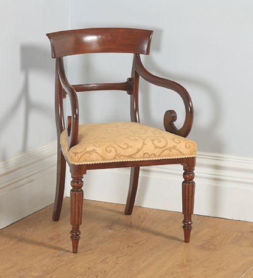 Antique English Georgian Mahogany Library Bar Back Desk Office Dining Armchair Carver (Circa 1825)