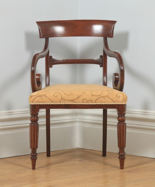 fig 1. Antique English Georgian Mahogany Library Bar Back Desk Office Dining Armchair Carver (Circa 1825)