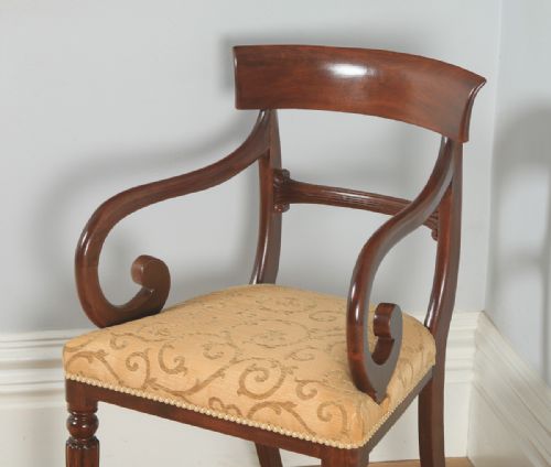 fig 2. Antique English Georgian Mahogany Library Bar Back Desk Office Dining Armchair Carver (Circa 1825)