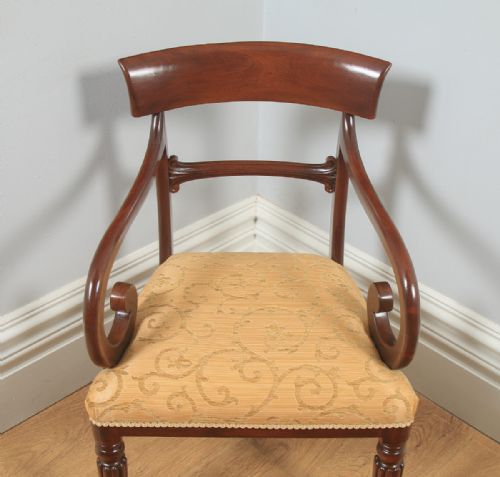 fig 3. Antique English Georgian Mahogany Library Bar Back Desk Office Dining Armchair Carver (Circa 1825)