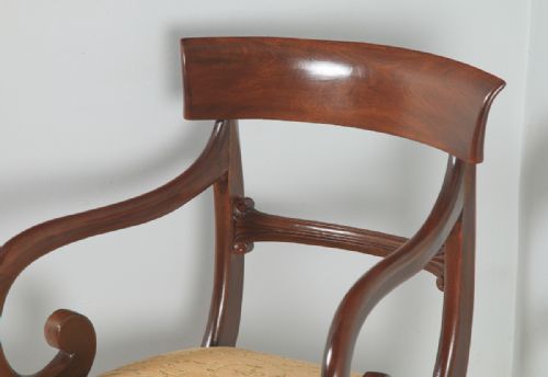 fig 4. Antique English Georgian Mahogany Library Bar Back Desk Office Dining Armchair Carver (Circa 1825)