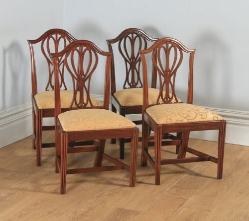 Antique English Set of Four Georgian Hepplewhite Mahogany Dining Chairs (Circa 1780)