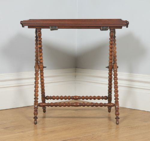 fig 2. Antique Italian Victorian Sorrento Ware Olive Inlaid Wood Butlers Table (Circa 1880)