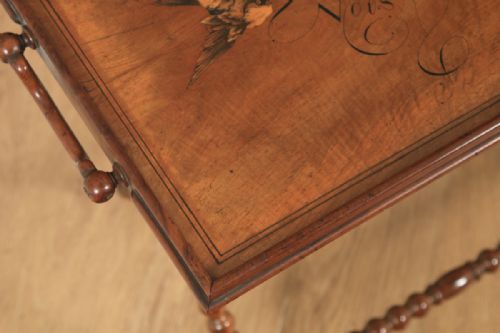 fig 4. Antique Italian Victorian Sorrento Ware Olive Inlaid Wood Butlers Table (Circa 1880)