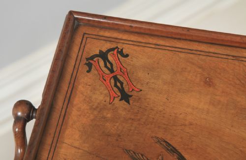fig 6. Antique Italian Victorian Sorrento Ware Olive Inlaid Wood Butlers Table (Circa 1880)