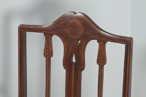 fig 6. Antique Edwardian Art Nouveau Inlaid Mahogany Open Salon Elbow Carver Armchair (Circa 1910)