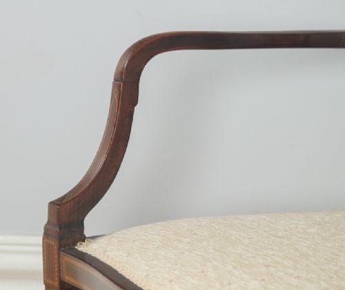 fig 7. Antique Edwardian Art Nouveau Inlaid Mahogany Open Salon Elbow Carver Armchair (Circa 1910)