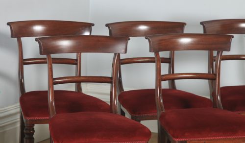 fig 1. Antique English Set of Eight 8 Georgian Regency 19th Century Mahogany Bar Back Dining Chairs (Circa 1830)