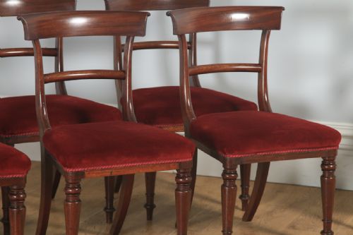 fig 2. Antique English Set of Eight 8 Georgian Regency 19th Century Mahogany Bar Back Dining Chairs (Circa 1830)