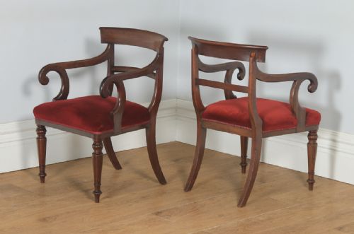 fig 5. Antique English Set of Eight 8 Georgian Regency 19th Century Mahogany Bar Back Dining Chairs (Circa 1830)