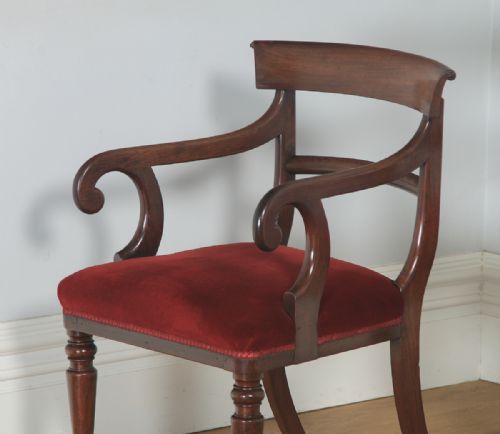 fig 6. Antique English Set of Eight 8 Georgian Regency 19th Century Mahogany Bar Back Dining Chairs (Circa 1830)