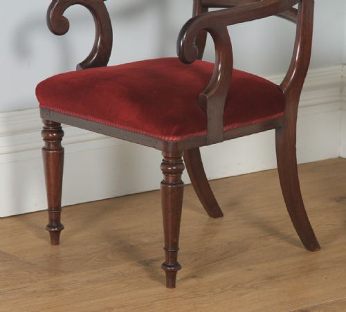 fig 7. Antique English Set of Eight 8 Georgian Regency 19th Century Mahogany Bar Back Dining Chairs (Circa 1830)