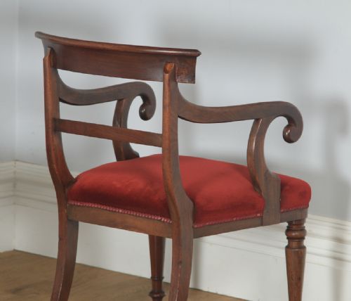 fig 8. Antique English Set of Eight 8 Georgian Regency 19th Century Mahogany Bar Back Dining Chairs (Circa 1830)
