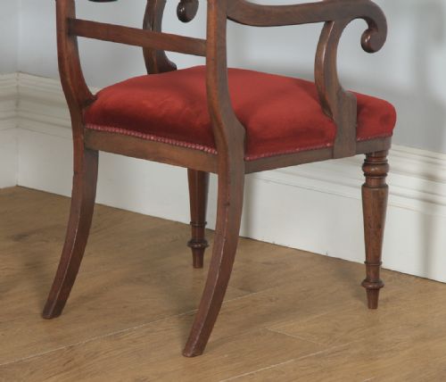 fig 9. Antique English Set of Eight 8 Georgian Regency 19th Century Mahogany Bar Back Dining Chairs (Circa 1830)