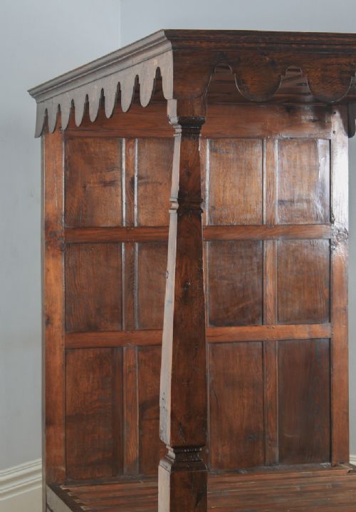 fig 7. Antique English Charles II Style 5ft King Size Oak Four Poster Bed (Circa 1870)