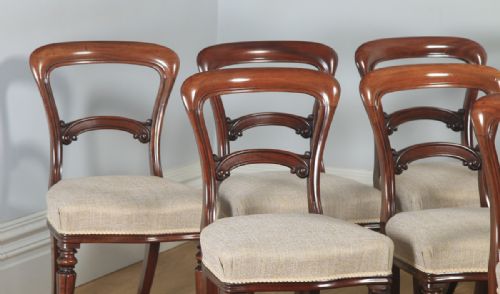 fig 1. Antique English Victorian Set of Eight 19th Century Mahogany Balloon Back Dining Chairs (Circa 1860)