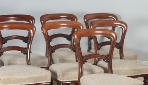 fig 2. Antique English Victorian Set of Eight 19th Century Mahogany Balloon Back Dining Chairs (Circa 1860)