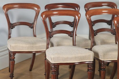 fig 3. Antique English Victorian Set of Eight 19th Century Mahogany Balloon Back Dining Chairs (Circa 1860)