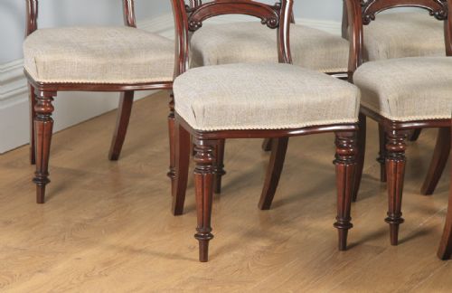 fig 5. Antique English Victorian Set of Eight 19th Century Mahogany Balloon Back Dining Chairs (Circa 1860)
