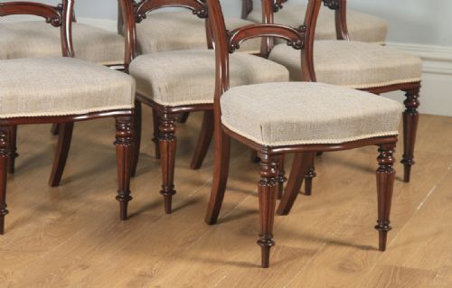 fig 6. Antique English Victorian Set of Eight 19th Century Mahogany Balloon Back Dining Chairs (Circa 1860)