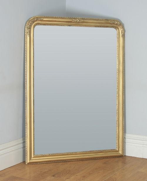 Large 5ft X 4ft Antique Victorian Style Carved Gilt Wall Hanging Overmantle Mirror (Circa 1930)